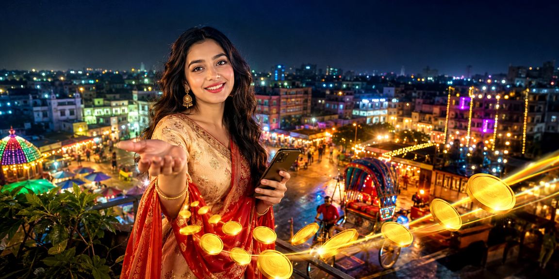 ঢাকার নাইট মার্কেটে মোবাইলে rtally পেমেন্ট ও প্রোমোশন ব্যবহার করছেন একজন ব্যবহারকারী